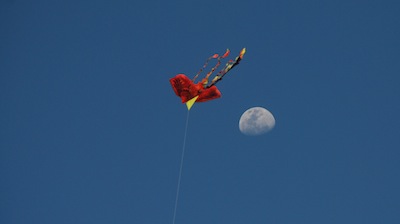 photo d'un cerf volant qui semble proche de la lune